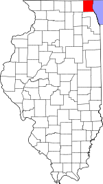 Map of Illinois showing Lake County - Click on map for a greater detail.