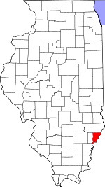 Map of Illinois showing Wabash County - Click on map for a greater detail.