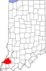 Map of Indiana showing Gibson County - Click on map for a greater detail.