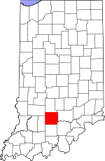 Map of Indiana showing Lawrence County - Click on map for a greater detail.