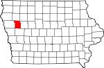 Map of Iowa showing Ida County - Click on map for a greater detail.