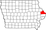 Map of Iowa showing Jackson County - Click on map for a greater detail.