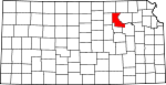 Map of Kansas showing Riley County - Click on map for a greater detail.