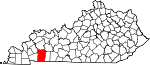 Map of Kentucky showing Christian County - Click on map for a greater detail.
