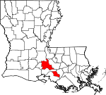 Map of Louisiana showing St. Martin Parish - Click on map for a greater detail.