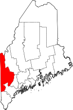 Map of Maine showing Oxford County - Click on map for a greater detail.