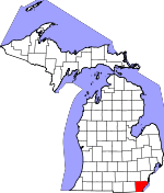 Map of Michigan showing Monroe County - Click on map for a greater detail.
