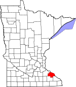 Map of Minnesota showing Wabasha County - Click on map for a greater detail.