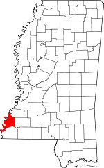 Map of Mississippi showing Adams County - Click on map for a greater detail.