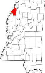 Map of Mississippi showing Coahoma County - Click on map for a greater detail.