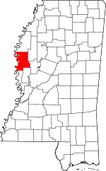 Map of Mississippi showing Washington County - Click on map for a greater detail.