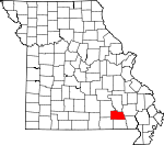 Map of Missouri showing Carter County - Click on map for a greater detail.