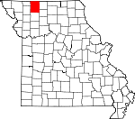 Map of Missouri showing Harrison County - Click on map for a greater detail.