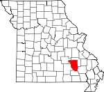 Map of Missouri showing Reynolds County - Click on map for a greater detail.