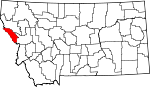 Map of Montana showing Mineral County - Click on map for a greater detail.