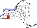 Map of New York showing Allegany County - Click on map for a greater detail.