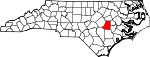 Map of North Carolina showing Wayne County - Click on map for a greater detail.