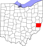 Map of Ohio showing Belmont County - Click on map for a greater detail.