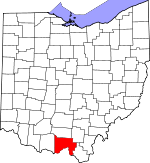 Map of Ohio showing Scioto County - Click on map for a greater detail.