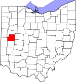 Map of Ohio showing Shelby County - Click on map for a greater detail.
