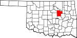 Map of Oklahoma showing Creek County - Click on map for a greater detail.