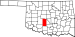Map of Oklahoma showing Grady County - Click on map for a greater detail.
