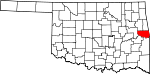 Map of Oklahoma showing Sequoyah County - Click on map for a greater detail.