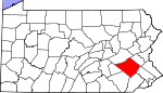 Map of Pennsylvania showing Berks County - Click on map for a greater detail.