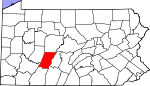 Map of Pennsylvania showing Cambria County - Click on map for a greater detail.