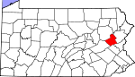 Map of Pennsylvania showing Carbon County - Click on map for a greater detail.