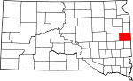 Map of South Dakota showing Brookings County - Click on map for a greater detail.