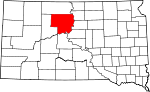 Map of South Dakota showing Dewey County - Click on map for a greater detail.