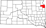 Map of South Dakota showing Grant County - Click on map for a greater detail.