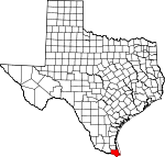 Map of Texas showing Cameron County - Click on map for a greater detail.