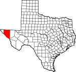 Map of Texas showing Hudspeth County - Click on map for a greater detail.