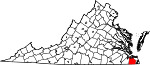 Map of Virginia showing City of Chesapeake - Click on map for a greater detail.
