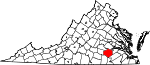 Map of Virginia showing Dinwiddie County - Click on map for a greater detail.