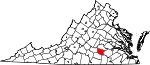Map of Virginia showing Nottoway County - Click on map for a greater detail.