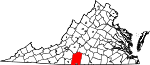 Map of Virginia showing Pittsylvania County - Click on map for a greater detail.
