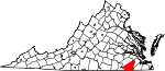 Map of Virginia showing Southampton County - Click on map for a greater detail.