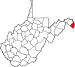 Map of West Virginia showing Jefferson County - Click on map for a greater detail.