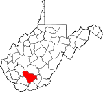 Map of West Virginia showing Raleigh County - Click on map for a greater detail.