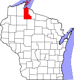 Map of Wisconsin showing Ashland County - Click on map for a greater detail.
