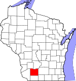 Map of Wisconsin showing Iowa County - Click on map for a greater detail.