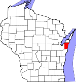 Map of Wisconsin showing Kewaunee County - Click on map for a greater detail.