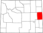 Map of Wyoming showing Niobrara County - Click on map for a greater detail.